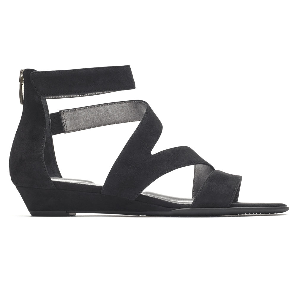 Rockport Singapore Womens Sandals - Total Motion Zandra Strappy Black - HQ1647038